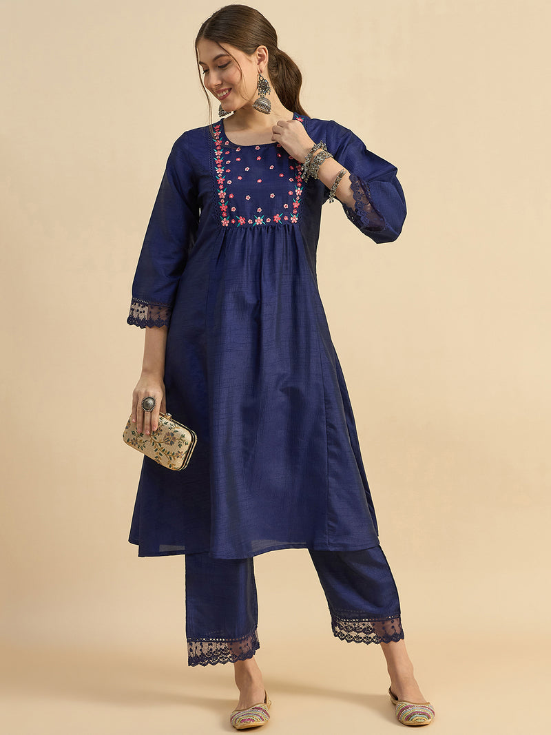 Blue Embroidered Co-Ords Set