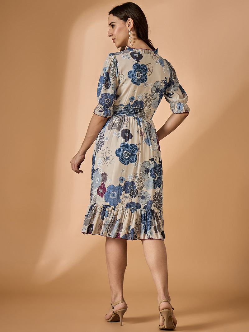Floral Printed Fit & Flared Dress