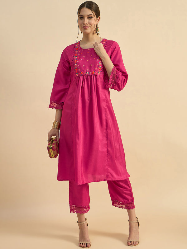 Pink Embroidered Co-Ords Set