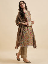 Printed Kurta With Palazzo & Dupatta Set