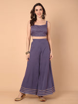 Printed Top with Front Open Embellished Shrug With Sahara Set