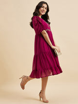 Dobby Georgette Tiered Dress