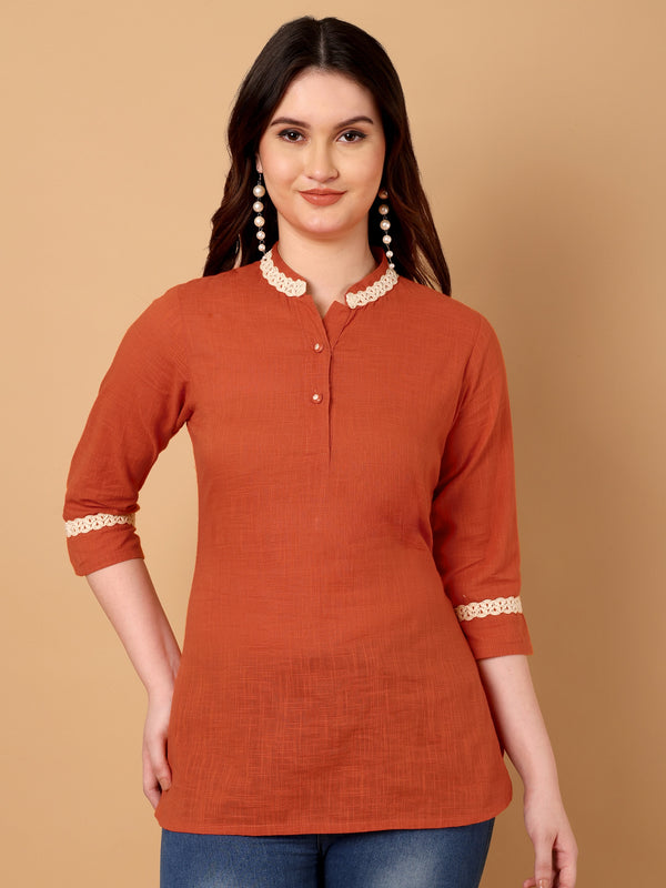 Solid Mandarin Collar top
