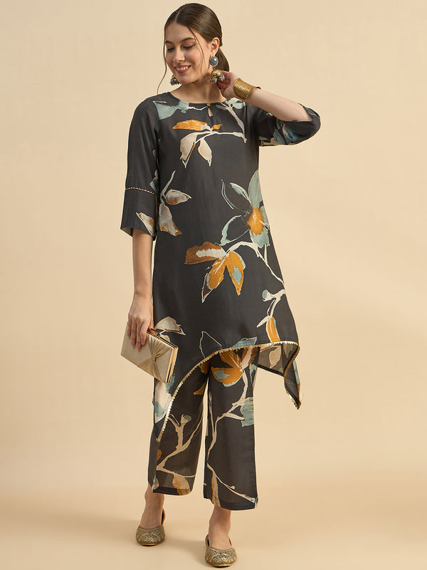 Floral Printed Round Neck Co-Ords Set