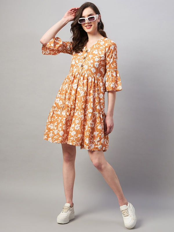 A-Line Fit and Flare Floral Dress