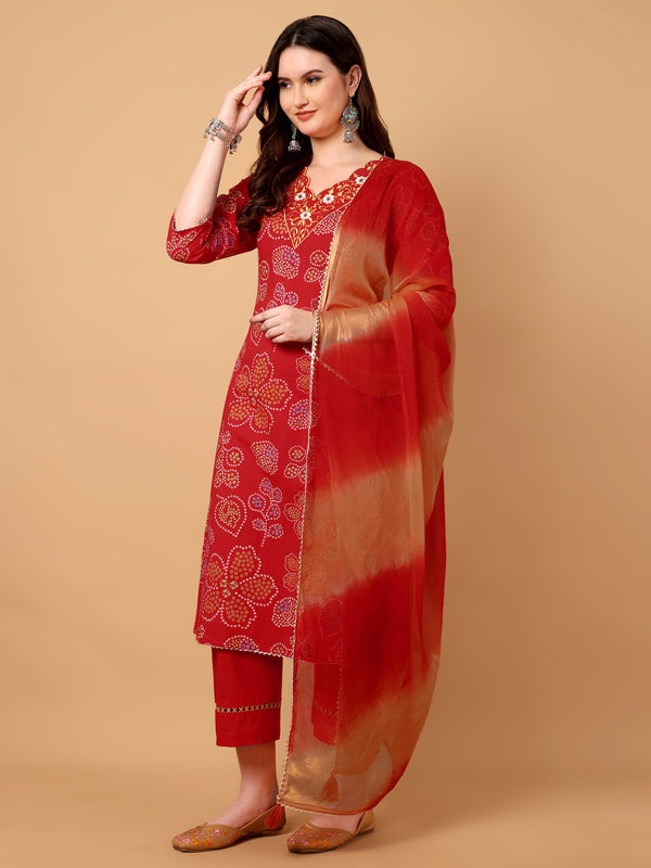V-Neck Kurta With Palazzo Set
