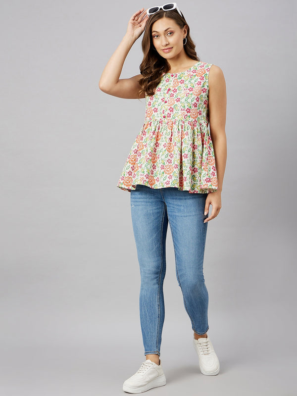 Floral Printed Cotton Top