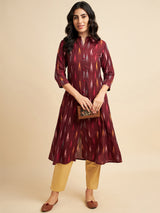 Cotton Ikkat Print A Line Kurta