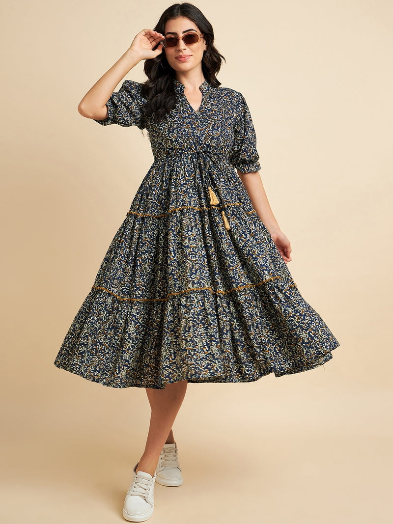 Two Tiered Floral Cotton Dress