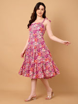 Floral Printed Gathered Dress