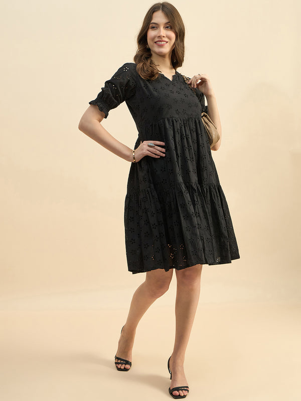 Black Schiffli Dress