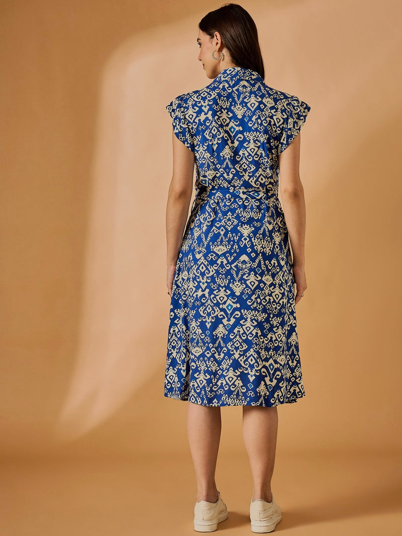Blue Floral Printed Dress
