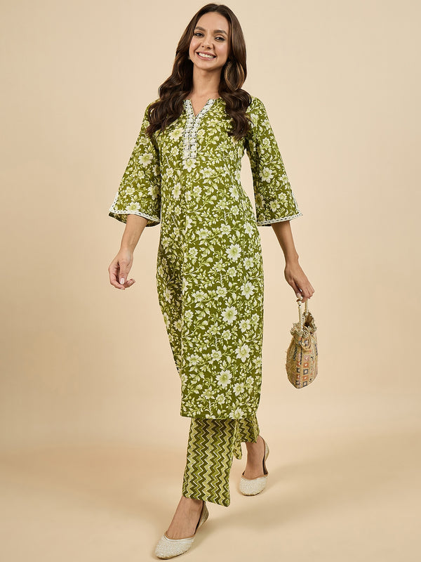 Floral Printed Kurta With Palazzo Set