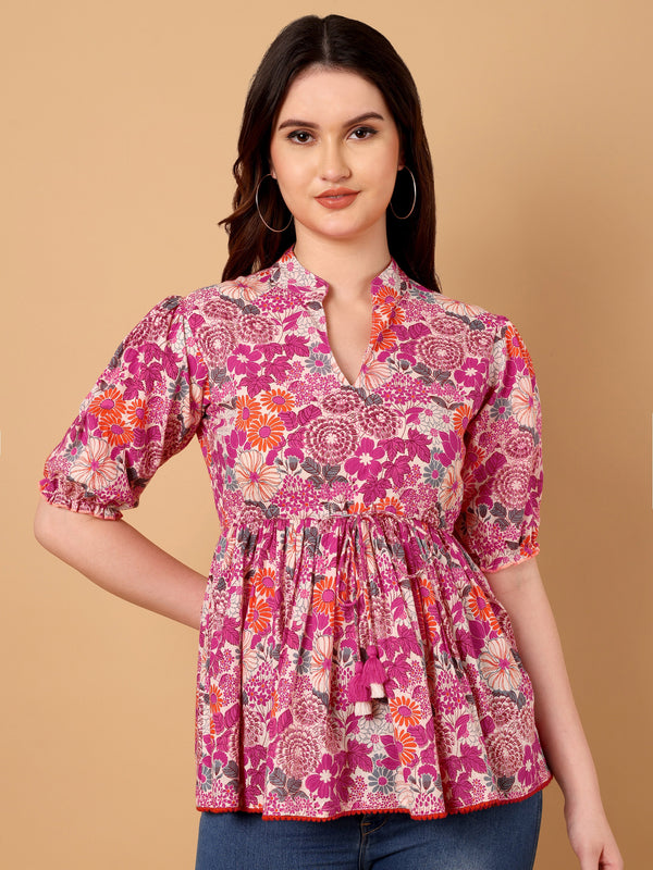 Floral Printed Peplum Top