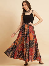 Crepe Printed Flared Maxi Skirt