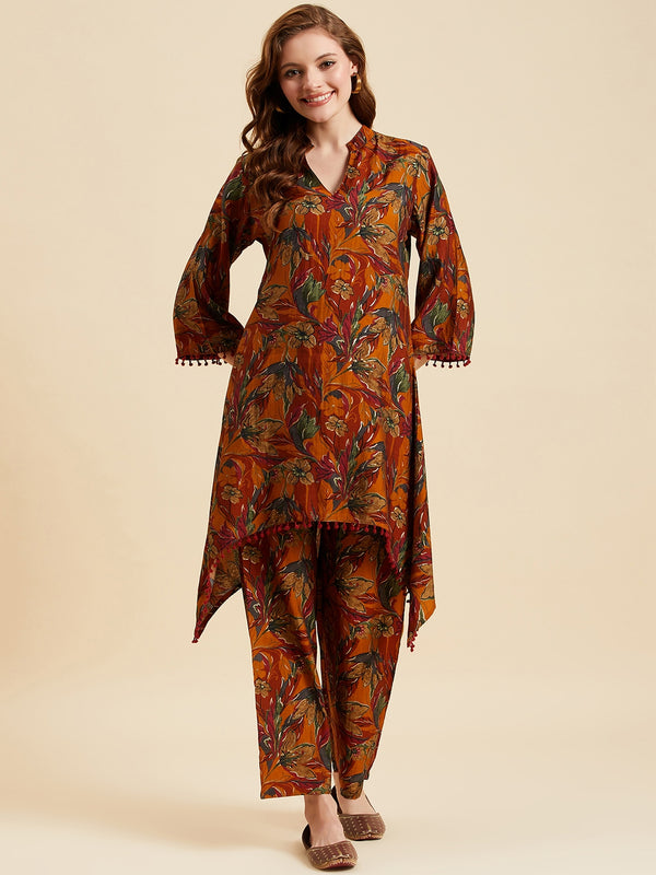 Floral Printed Kurta With Palazzo Set