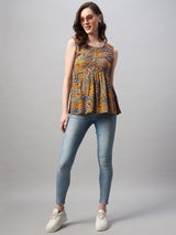 Printed Peplum Rayon Top