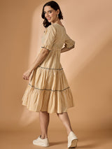 Yellow Striped Fit & Flared Dress
