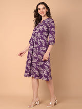 Leaf Print A-Line Dress