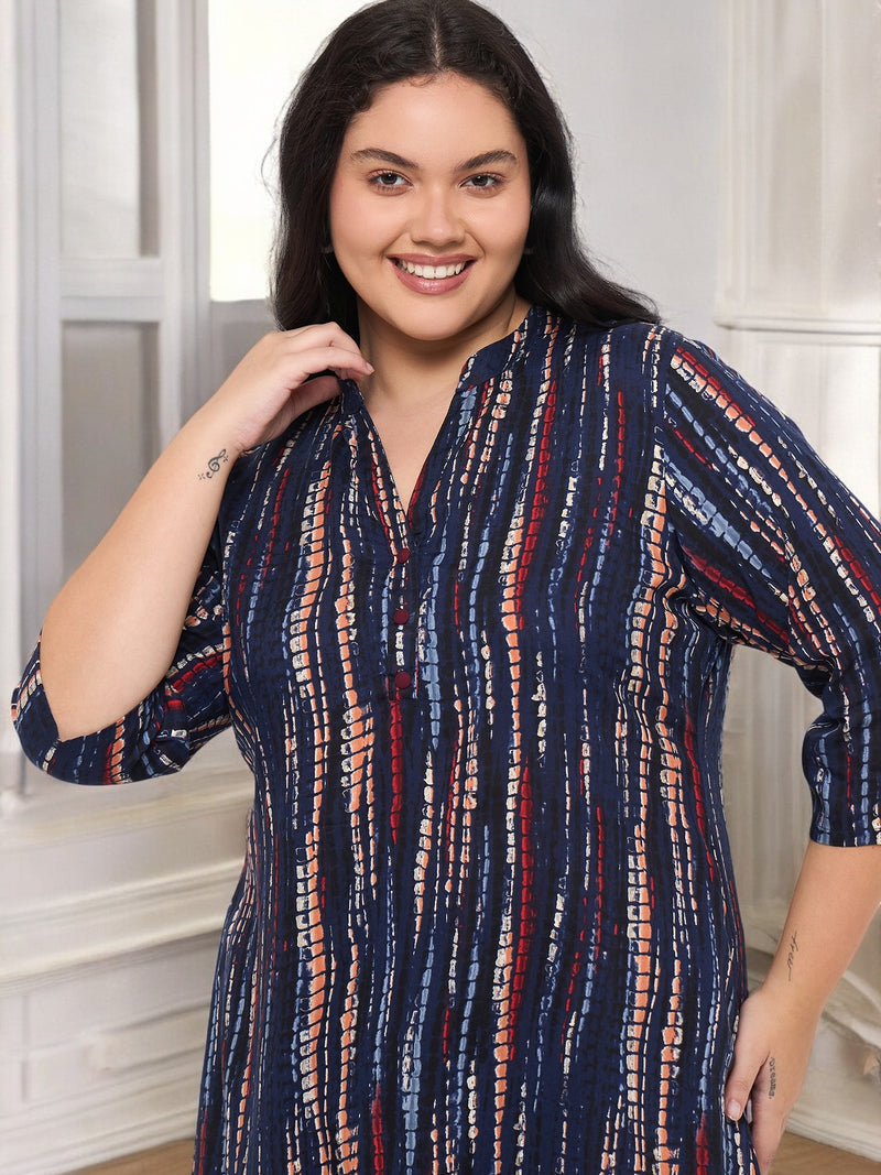 Plus Size Printed Kurta With Palazzo Set