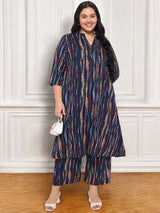 Plus Size Printed Kurta With Palazzo Set