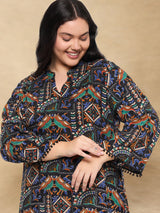 Plus Size Abstract Printed Kurta