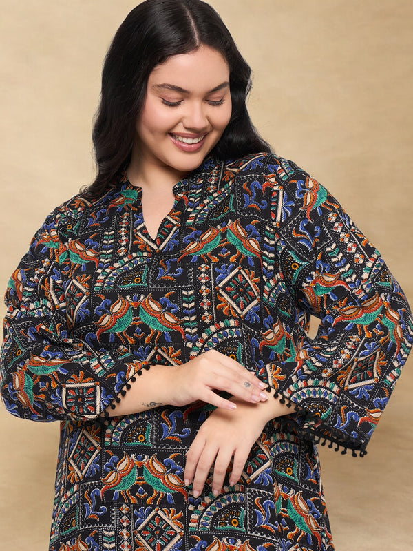 Plus Size Abstract Printed Kurta