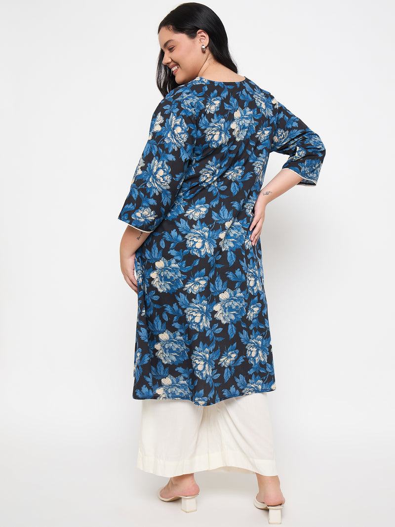 Plus Size Floral Printed Kurta
