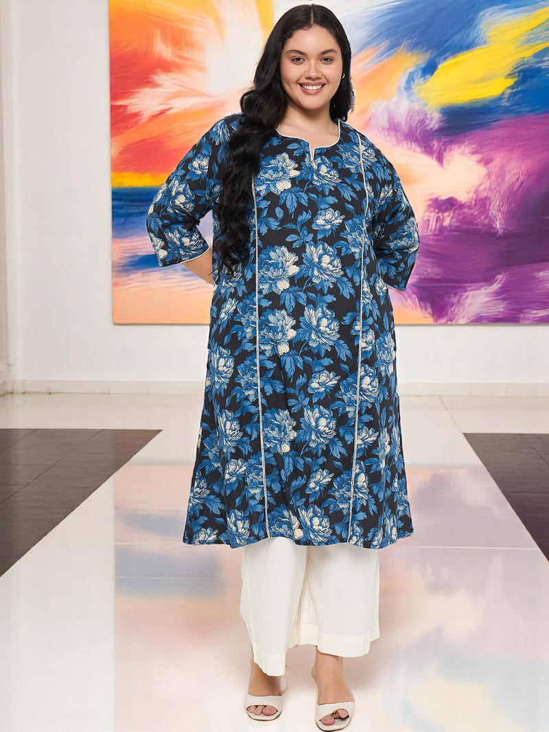 Plus Size Floral Printed Kurta