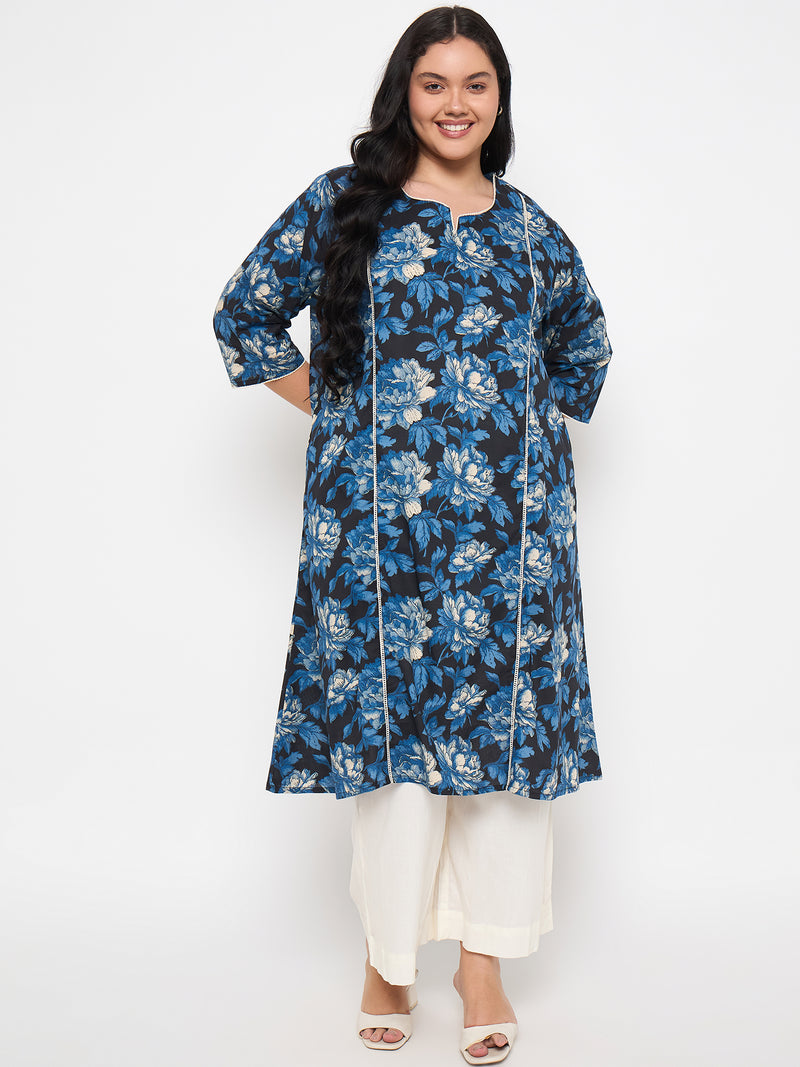 Plus Size Floral Printed Kurta
