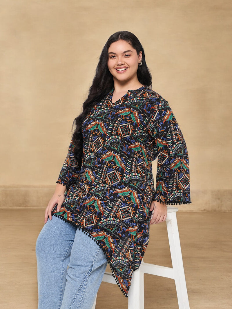 Plus Size Abstract Printed Kurta