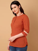 Solid Mandarin Collar top