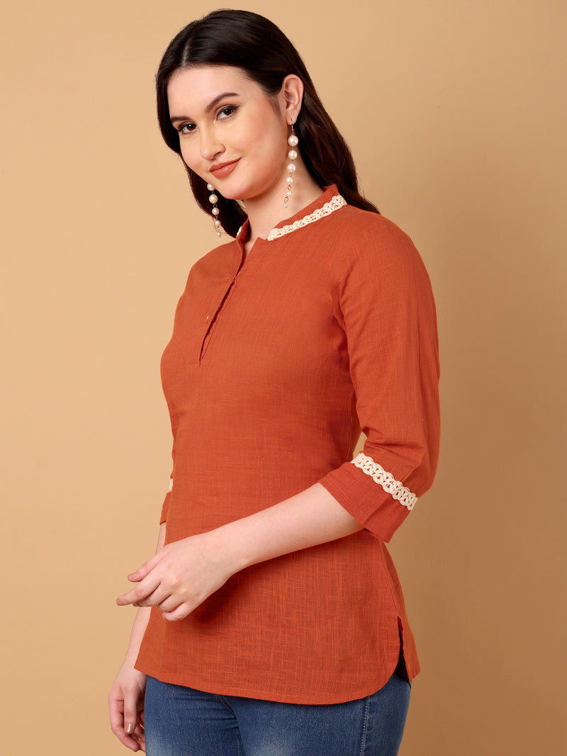 Solid Mandarin Collar top