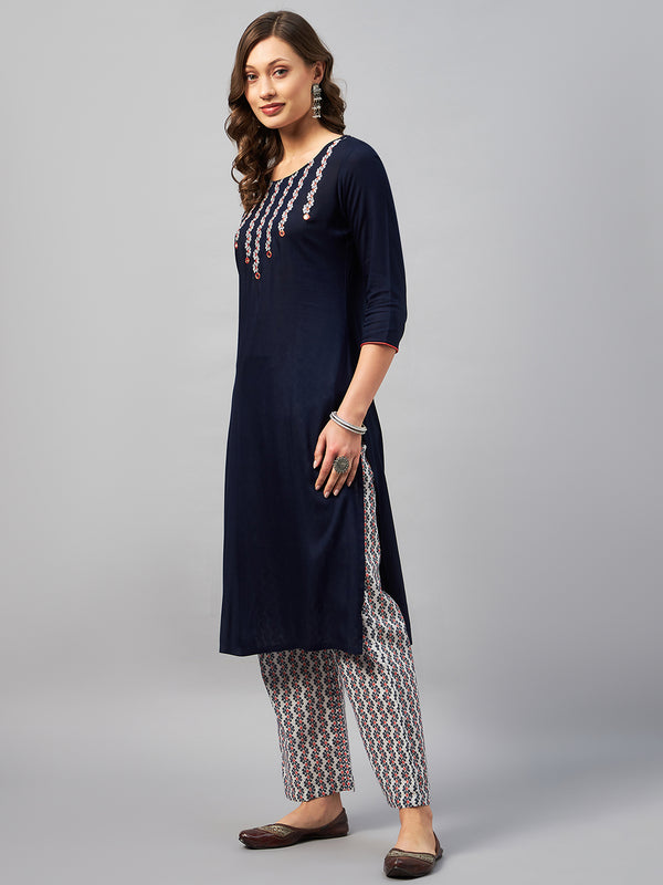 Rayon Solid Kurta With Palazzo