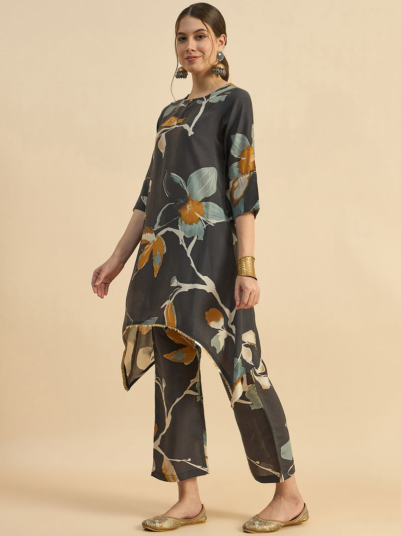 Floral Printed Round Neck Co-Ords Set