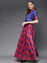 Abstract Printed Top & Skirt Co-Ords Set