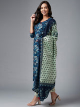 Floral Printed Kurta With Palazzo & Dupatta