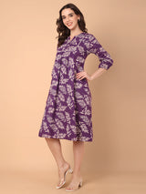 Leaf Print A-Line Dress