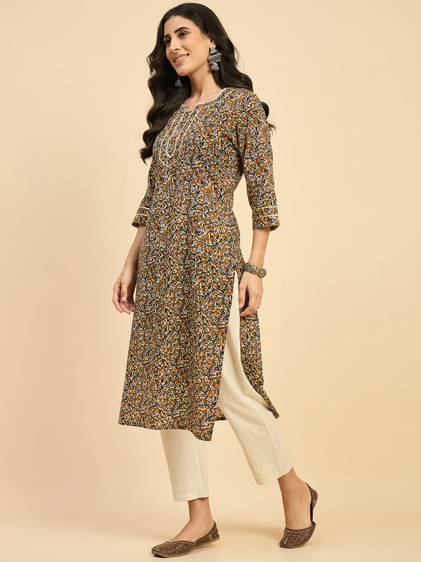 Floral Printed Straight Kurta