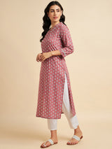 V Neck Printed Cotton Kurta