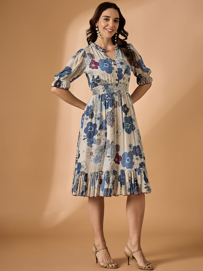 Floral Printed Fit & Flared Dress