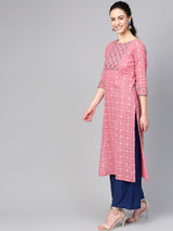 Cotton Straight Pink Kurta