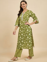 Floral Printed Kurta With Palazzo Set