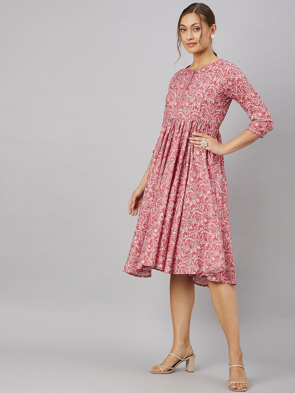 Printed Poly Cotton Dress