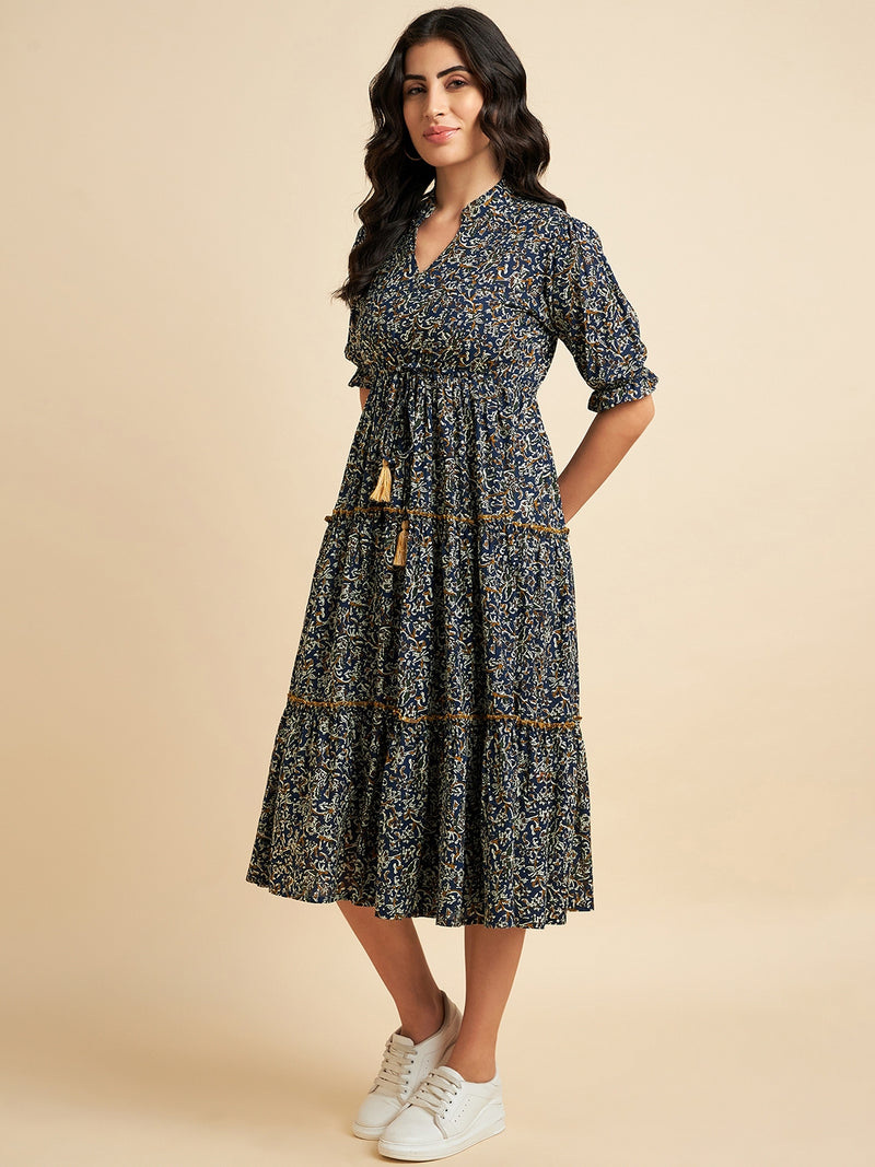 Two Tiered Floral Cotton Dress