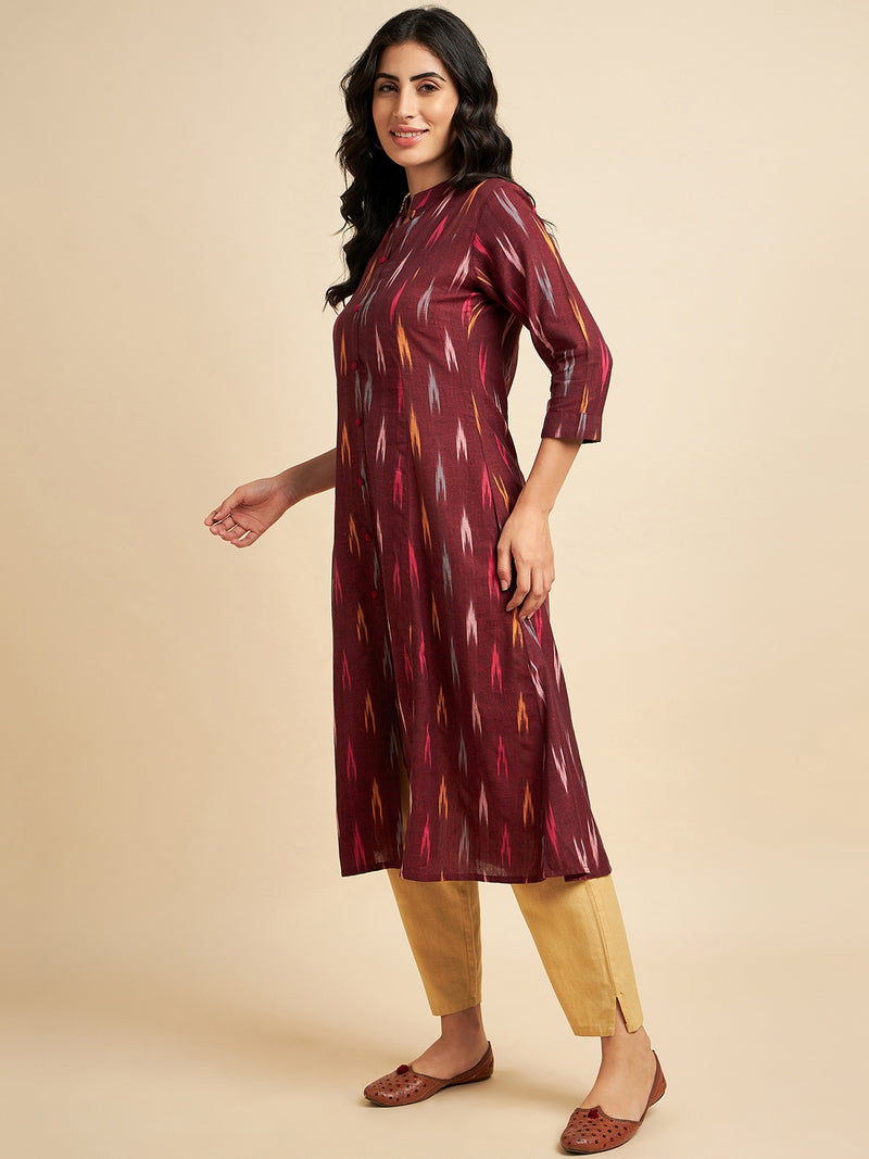 Cotton Ikkat Print A Line Kurta