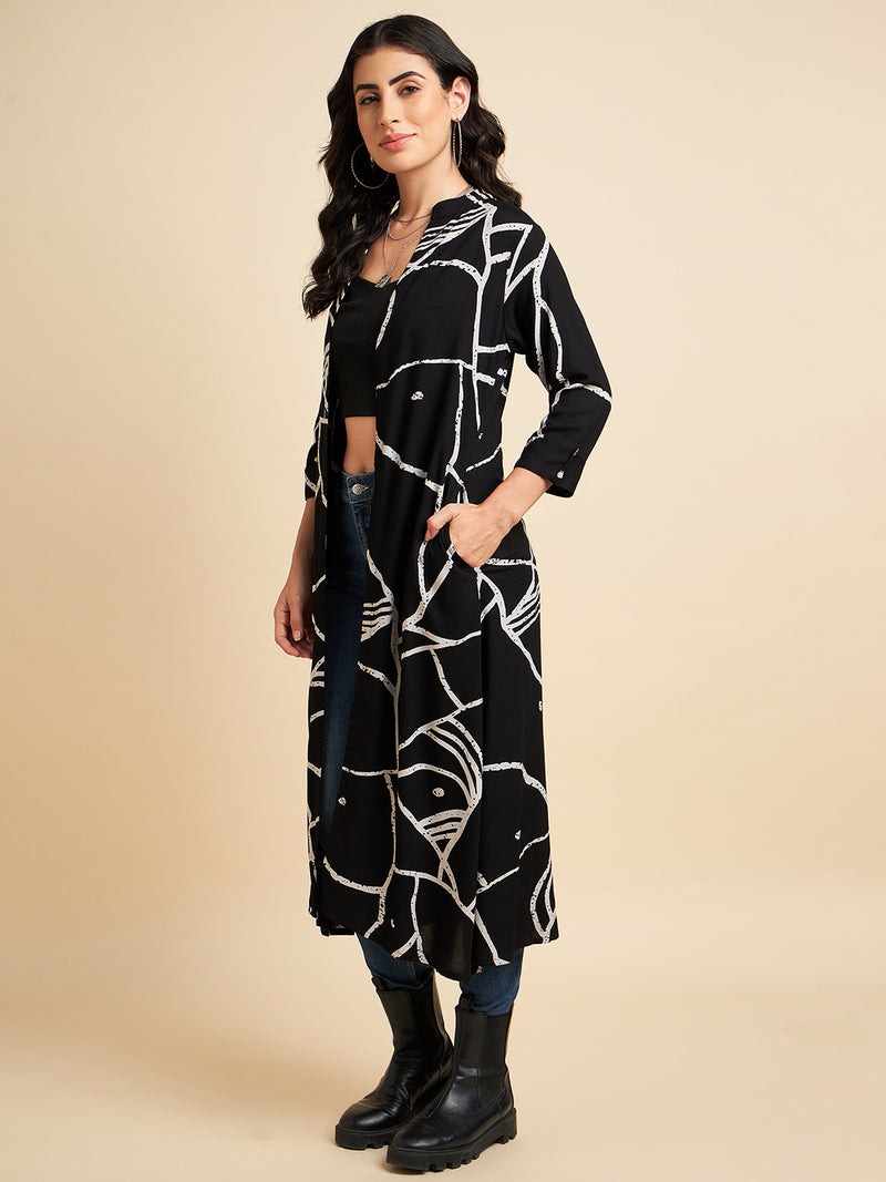 Rayon Abstract Printed Shrug