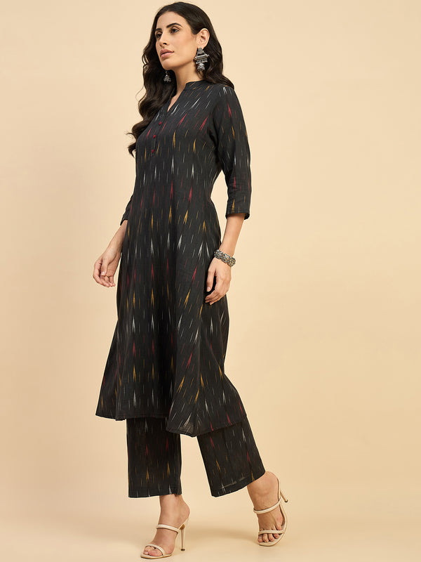 Ikat Print Kurta With Palazzo Set