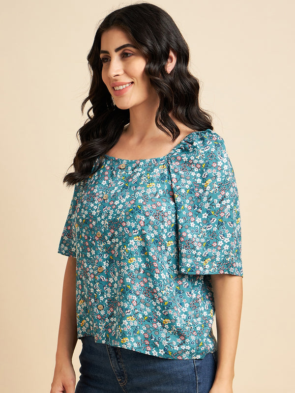 Floral Printed Cotton  Top