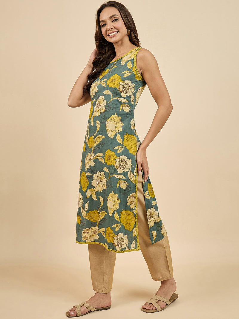 Floral Printed Straight Kurta